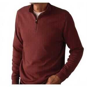 NEW THE NORMAL BRAND puremeso weekend quarter zip sweater in redwood